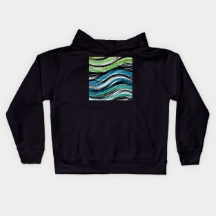 Making’ Water Waves | Digital Pattern | Bold Blue, Green and Teal Kids Hoodie